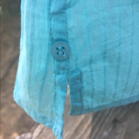 Raviva summer time cotton teal blue , scalloped lace trim camisole - Picture 5 of 12